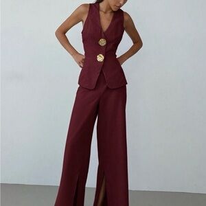 Elegant Burgundy Women's Jumpsuit